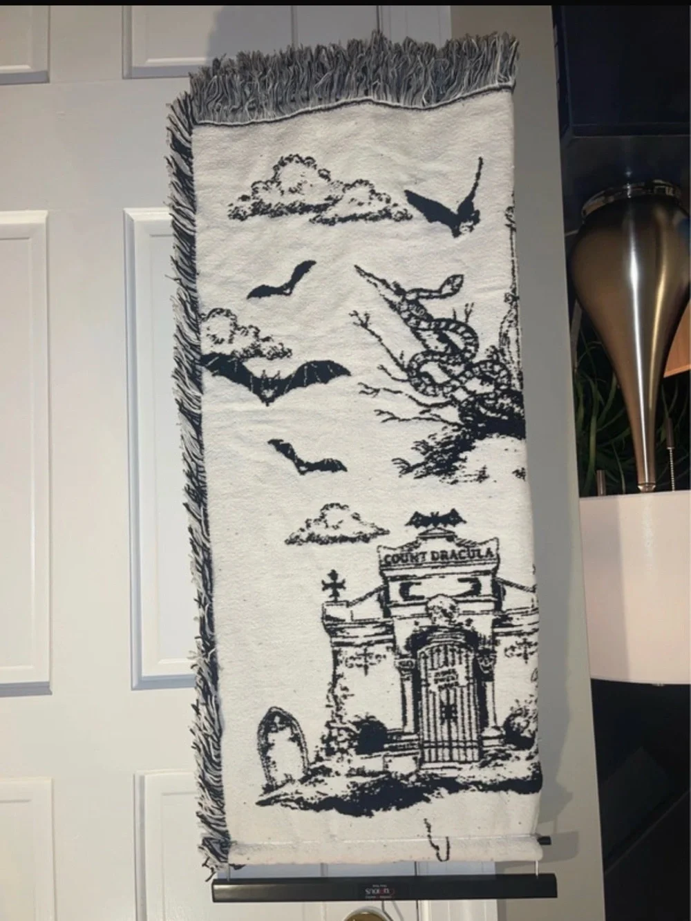 Cynthia Rowley Black and White Halloween Toile Throw
